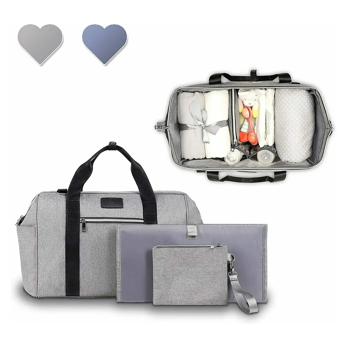 Geanta pentru mamicI, Lionelo, Ida, Cu multiple compartimente, Gri [4]