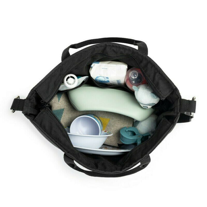 Geanta pentru mamici, Petite&Mars, Impermeabila, Cu 4 compartimente, 45 x 30 x 12 cm, Negru [3]