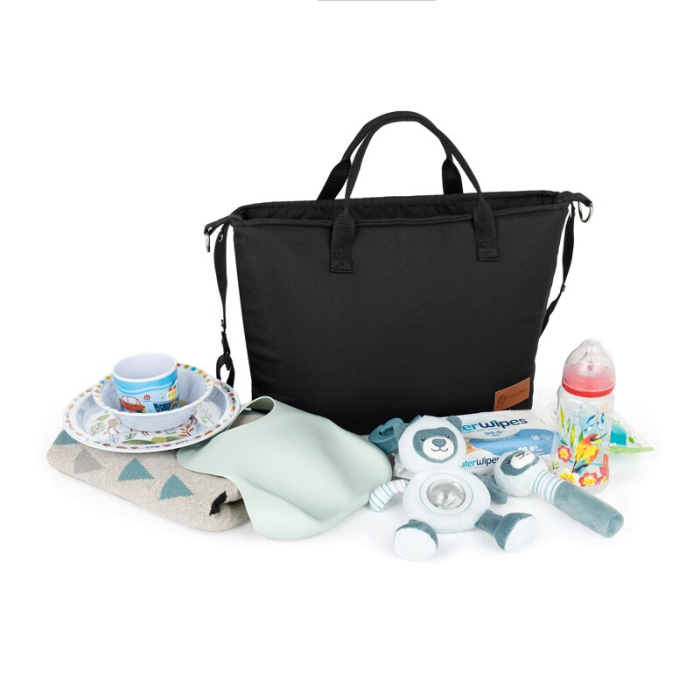 Geanta pentru mamici, Petite&Mars, Impermeabila, Cu 4 compartimente, 45 x 30 x 12 cm, Negru [8]