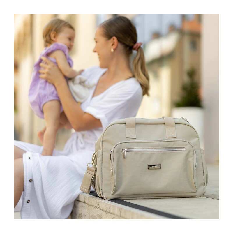 Geanta pentru scutece, FreeON, Style, Impermbeabila, 39x32x18 cm, Grey/beige [4]