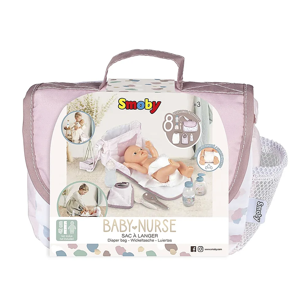 Gentuta de infasat pentru papusa Smoby Baby Nurse Changing Bag crem cu accesorii [7]