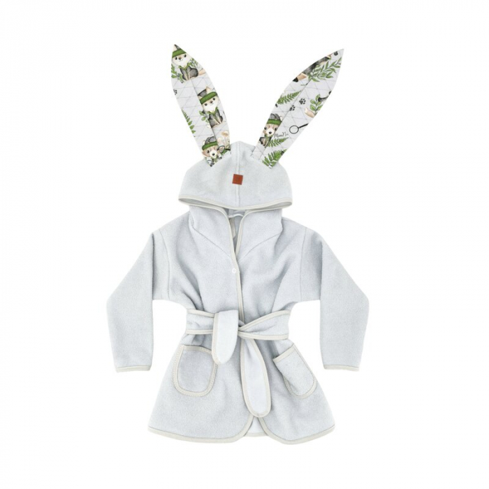 Halat de baie, MimiNu, 2 - 5 ani, bumbac si thermo fleece, Detective Natural [1]
