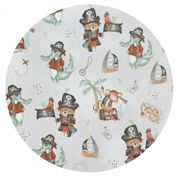 Halat de baie, MimiNu, 2 - 5 ani, bumbac si thermo fleece, Pirates Natural [2]