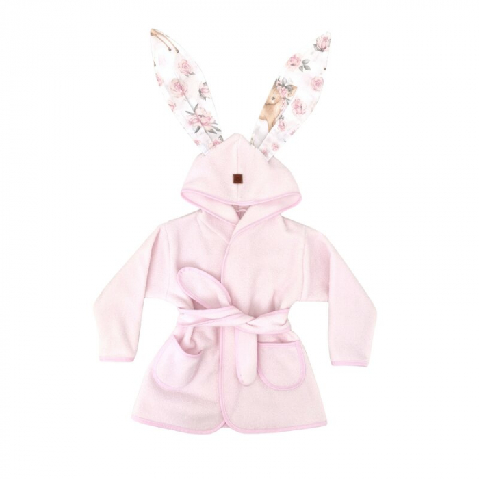 Halat de baie, MimiNu, 2 - 5 ani, bumbac si thermo fleece, Sweet Deer Pink [1]