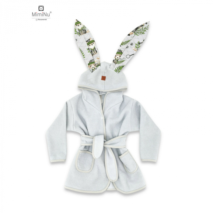 Halat de baie, MimiNu, 6 - 24 luni, bumbac si thermo fleece, Detective Natural [1]