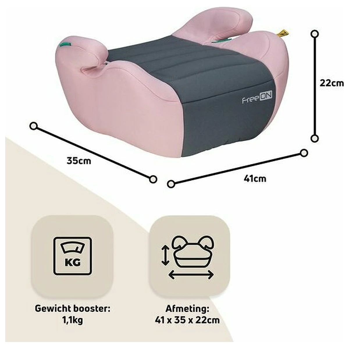 Inaltator auto, FreeON, Comfy, I-size, 125-150 cm, Pink/Grey 6 ani+ [5]