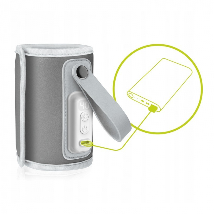 Incalzitor biberoane ThermUp Go, Portabil, Temperatura constanta pana la 24 h, Incarcare USB, Gri [6]