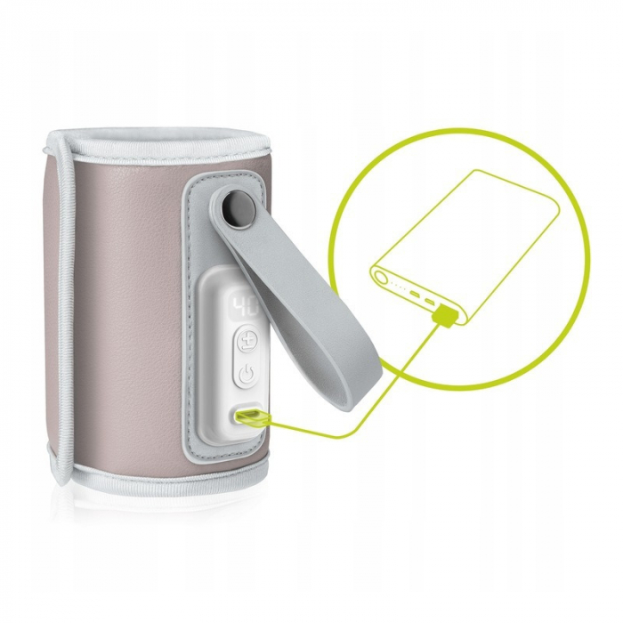 Incalzitor biberoane ThermUp Go, Portabil, Temperatura constanta pana la 24 h, Incarcare USB, Roz [6]