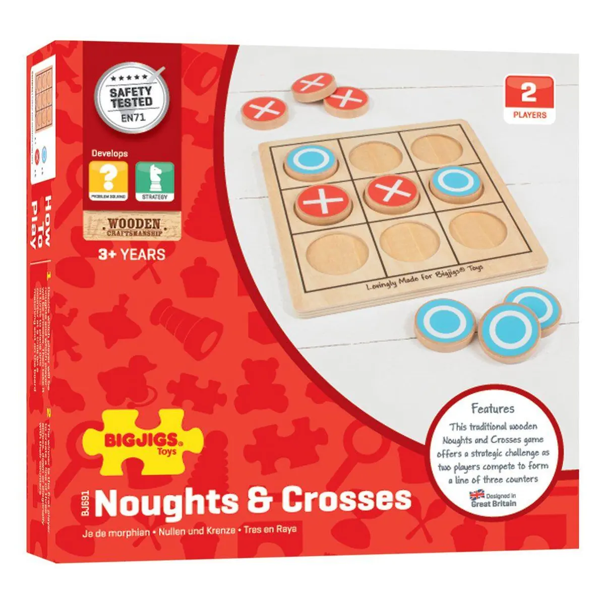 Joc educativ X si Zero BIGJIGS din lemn pentru copii [5]