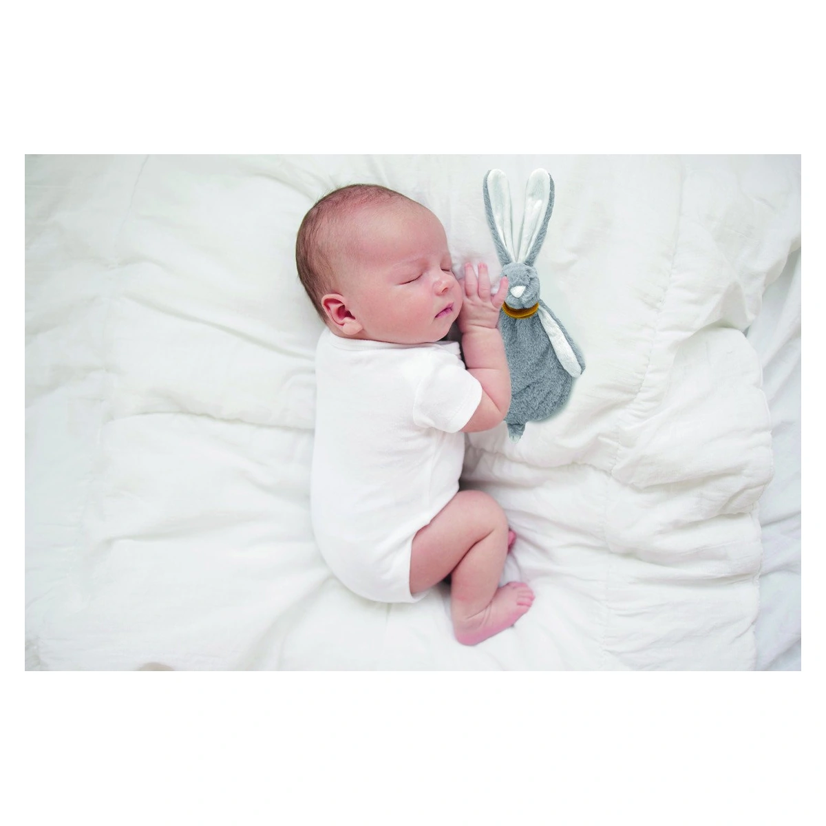 Jucarie atasament bebelusi Iepuras, BabyJem, cu sistem prindere suzeta, Maro [6]