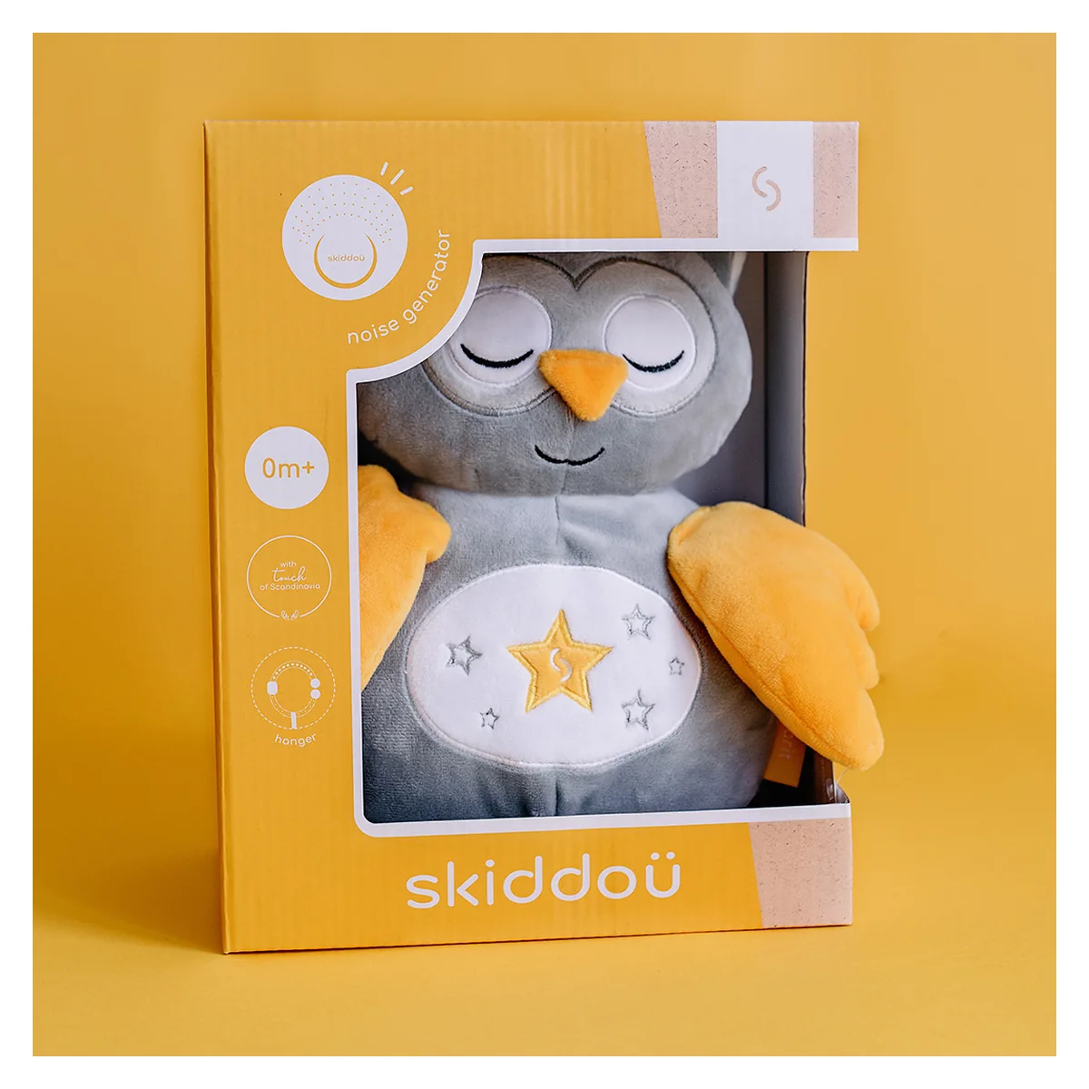 Jucarie bufnita de plus pentru copii Skiddou Marit, cu sunete albe, 25x11 cm [2]