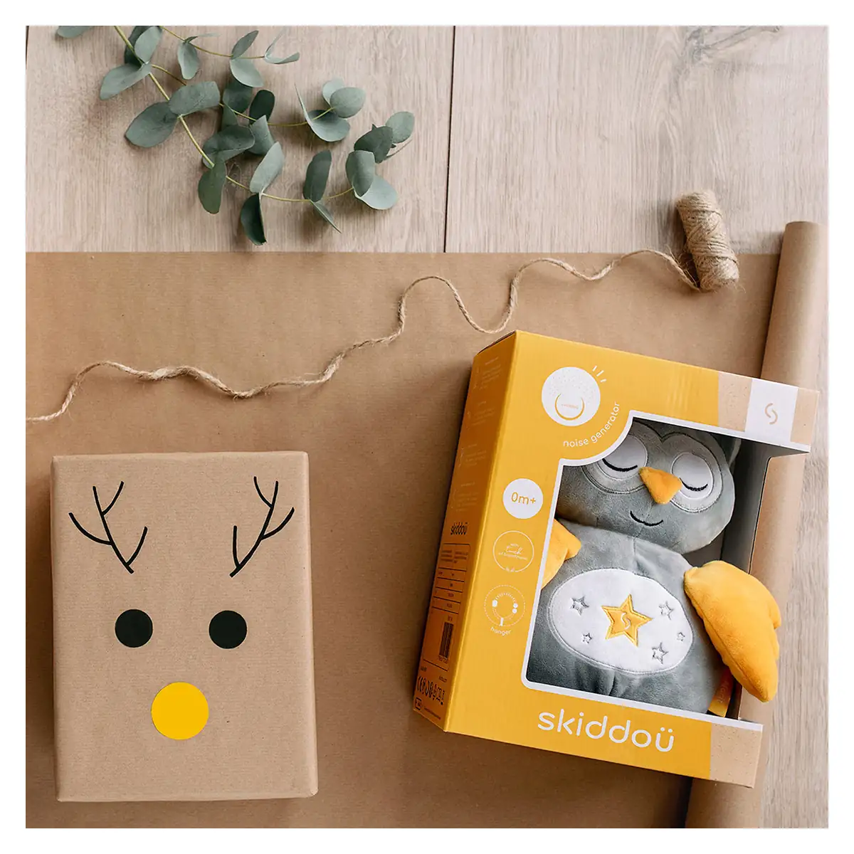 Jucarie bufnita de plus pentru copii Skiddou Marit, cu sunete albe, 25x11 cm [4]