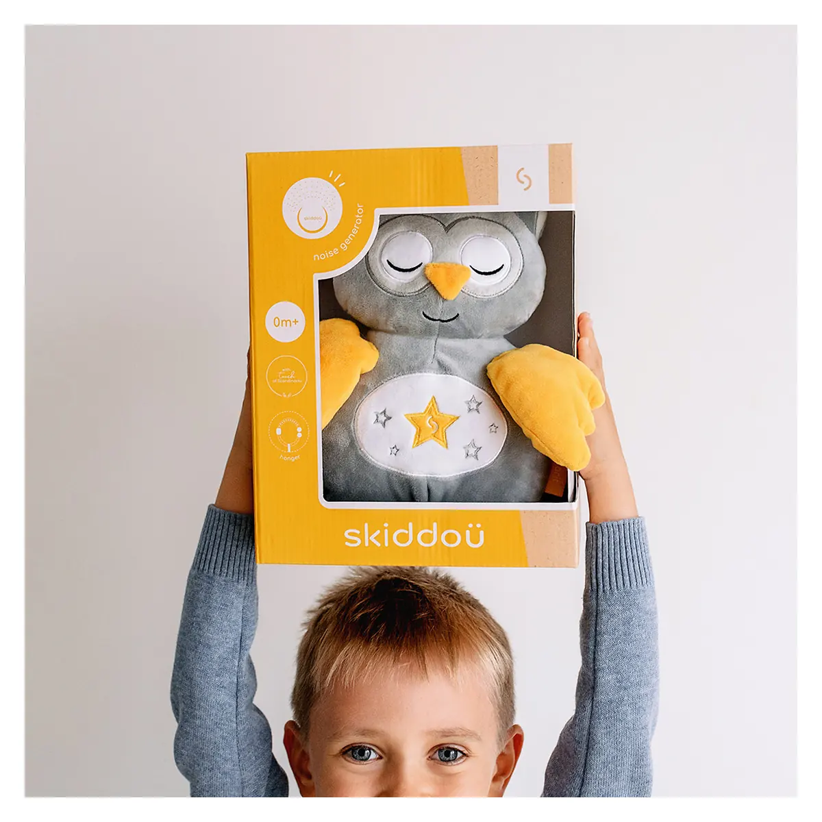 Jucarie bufnita de plus pentru copii Skiddou Marit, cu sunete albe, 25x11 cm [5]
