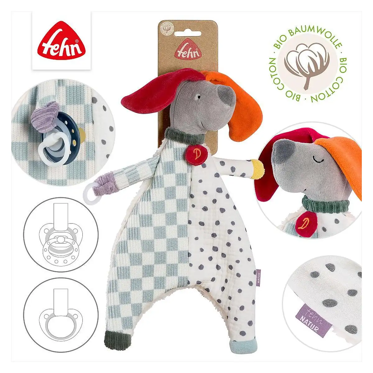 Jucarie cu inel pentru suzeta  - Catelus NATUR [3]