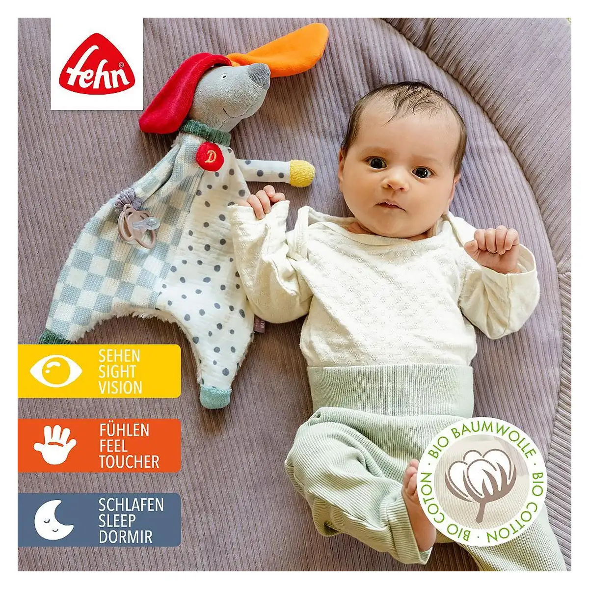 Jucarie cu inel pentru suzeta  - Catelus NATUR [5]