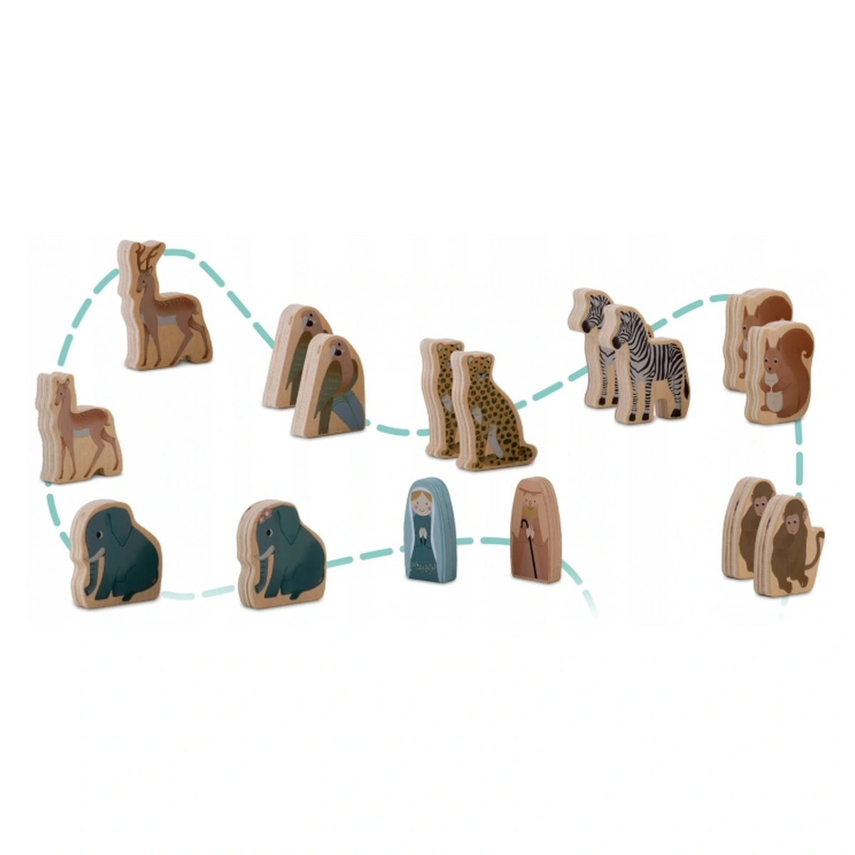 Jucarie educativa Arca lui Noe din lemn cu animalute, Nukido [6]