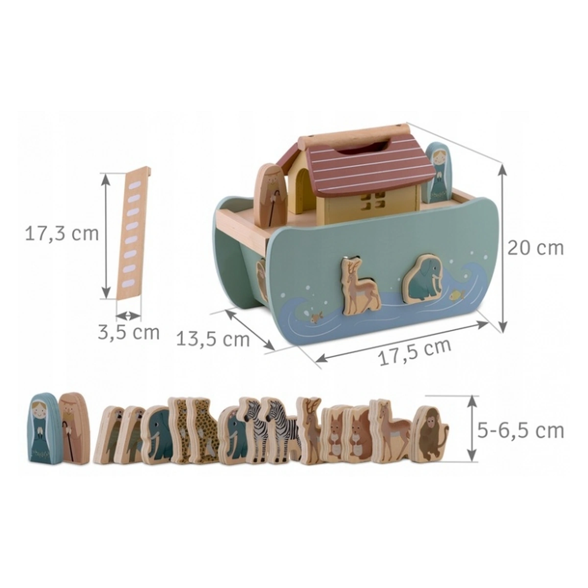 Jucarie educativa Arca lui Noe din lemn cu animalute, Nukido [7]