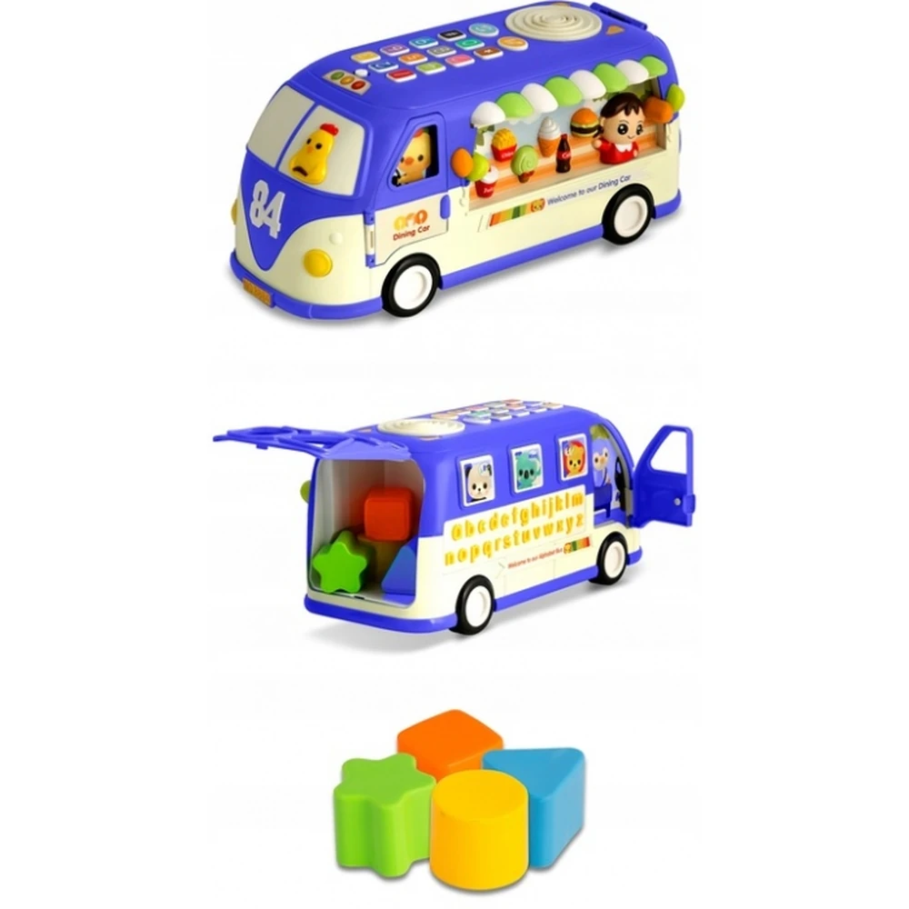 Jucarie educativa in forma de autobus cu sunete si cuburi Ricokids - Albastru [2]