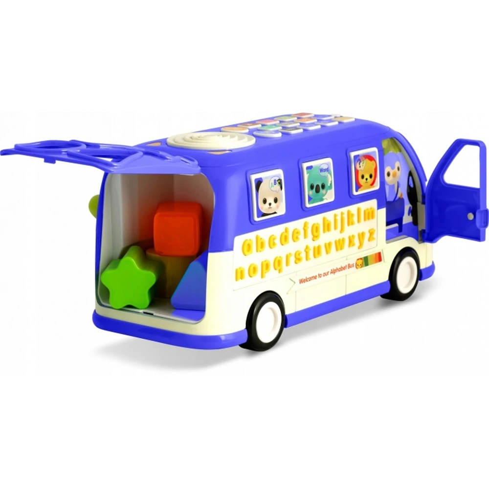 Jucarie educativa in forma de autobus cu sunete si cuburi Ricokids - Albastru [5]