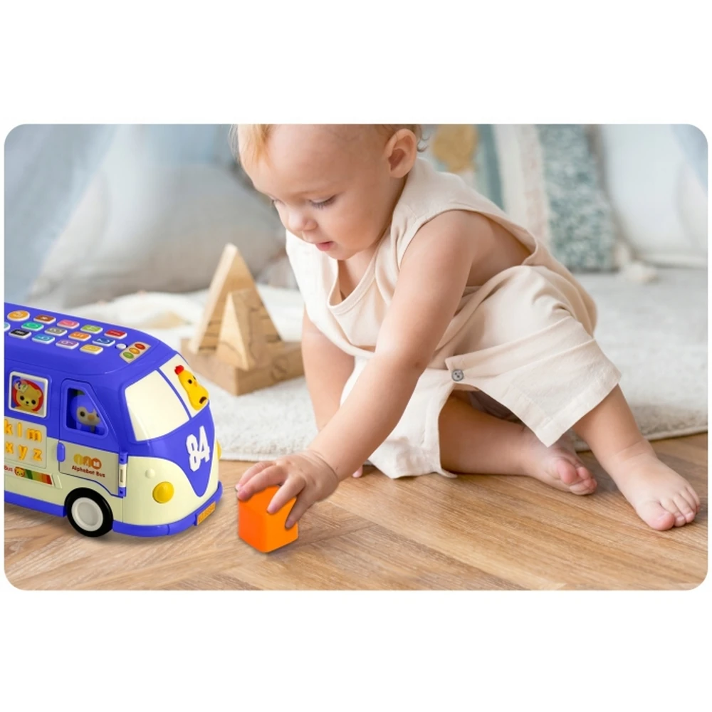 Jucarie educativa in forma de autobus cu sunete si cuburi Ricokids - Albastru [3]