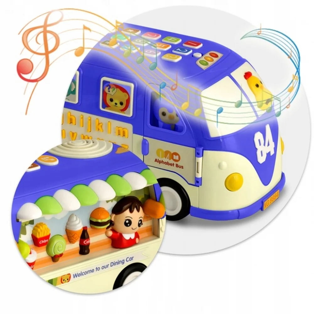 Jucarie educativa in forma de autobus cu sunete si cuburi Ricokids - Albastru [4]