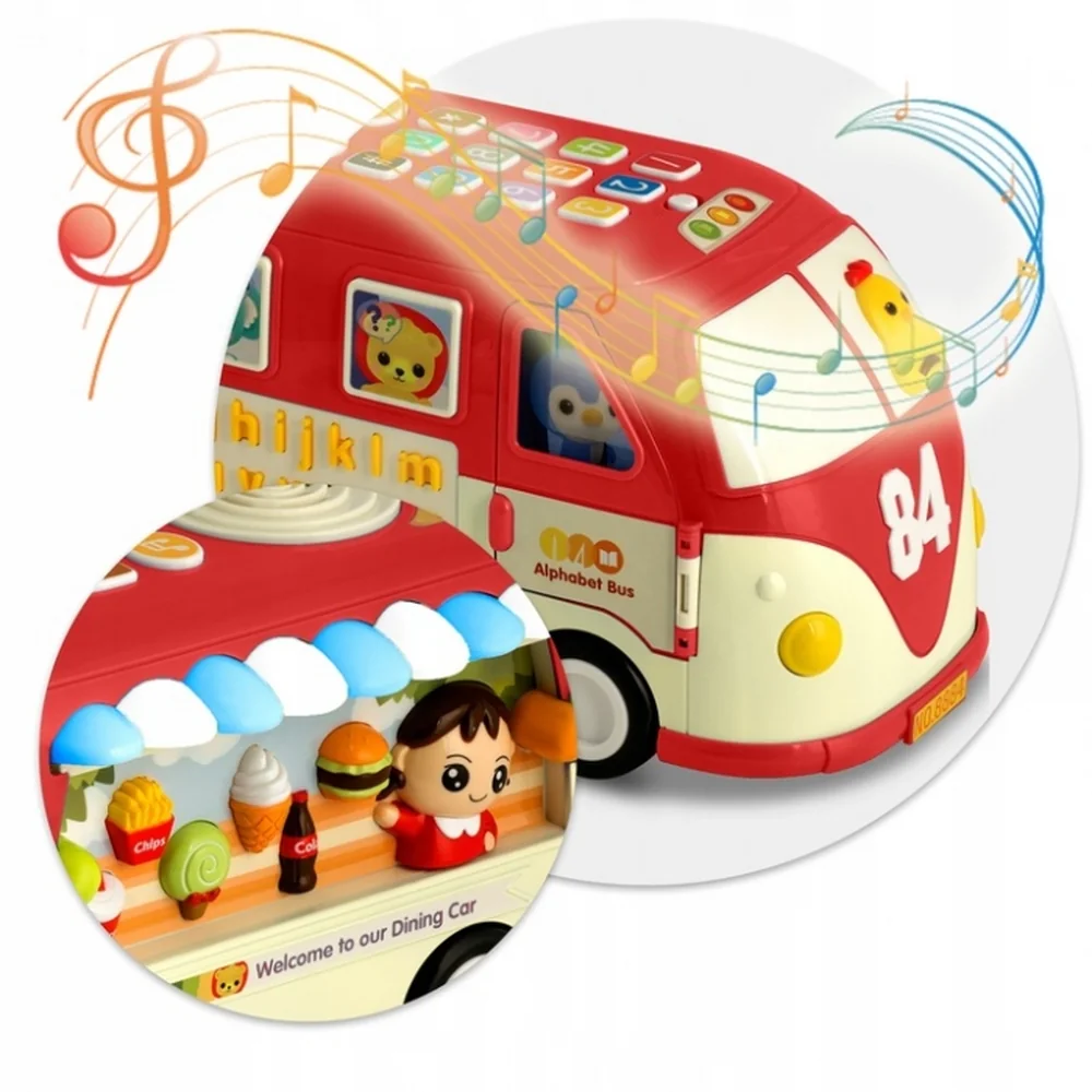 Jucarie educativa in forma de autobus cu sunete si cuburi Ricokids - Rosu [4]