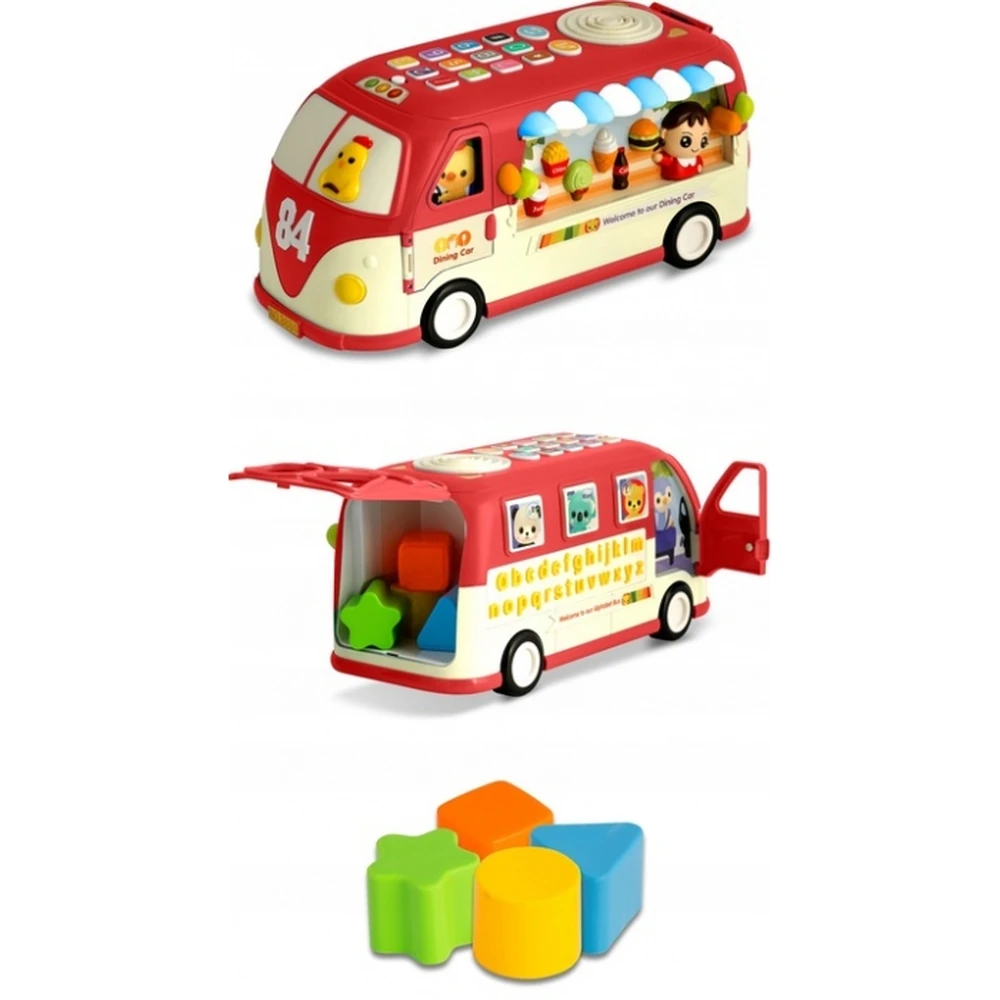Jucarie educativa in forma de autobus cu sunete si cuburi Ricokids - Rosu [2]