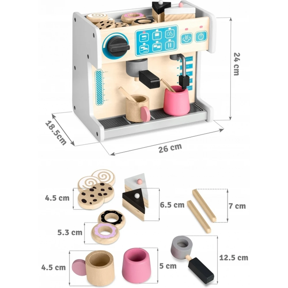 Jucarie interactiva din lemn, coffee shop, Ricokids - Alb [6]