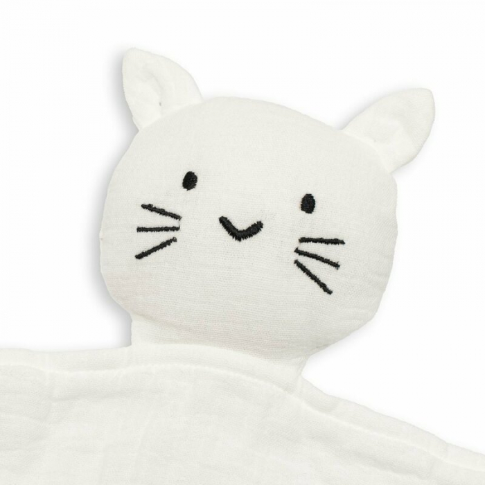 Jucarie interactiva, New Baby, Cat, Din muselina, Bumbac, 30x30 cm, 0 luni+, White [3]