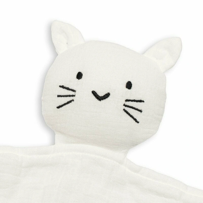 Jucarie interactiva, New Baby, Cat, Din muselina, Bumbac, 30x30 cm, 0 luni+, White [3]
