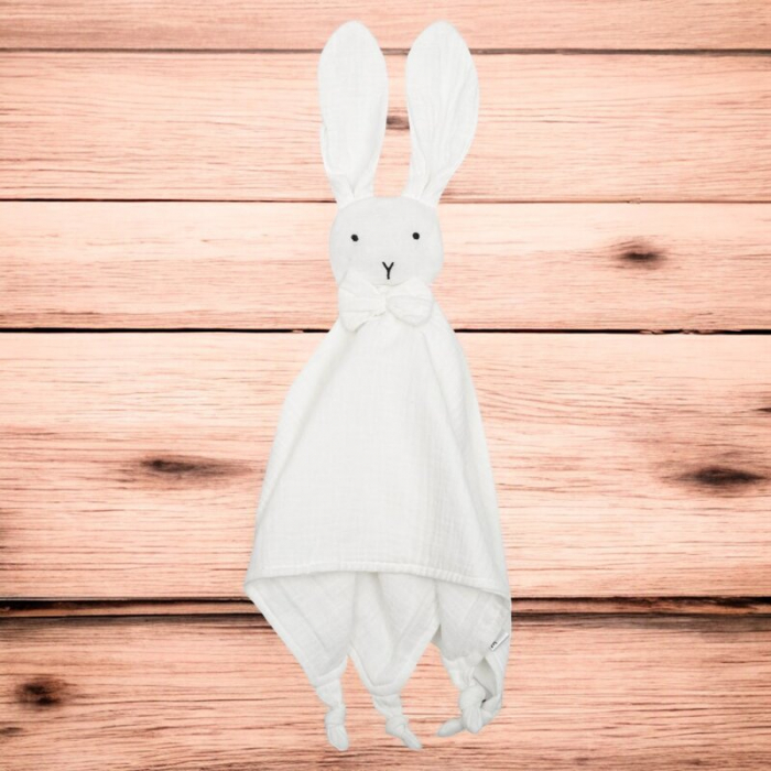Jucarie interactiva, New Baby, Rabbit, Din muselina, Bumbac, 30x30 cm, 0 luni+, White [2]