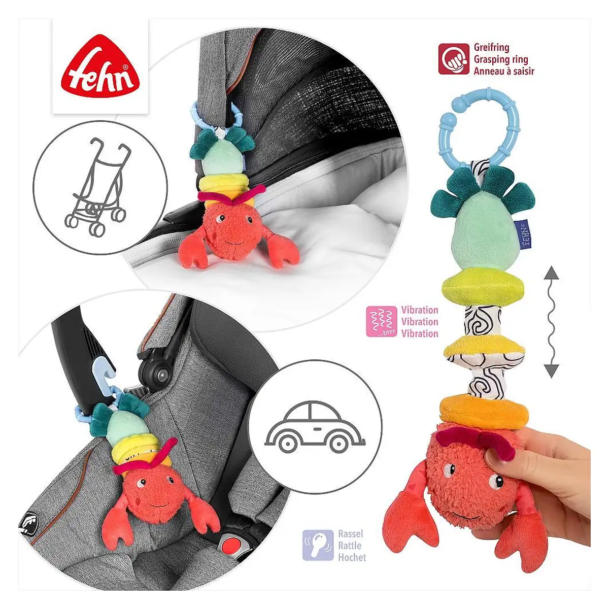 Jucarie pentru carucior cu vibratii - Racul vesel [2]