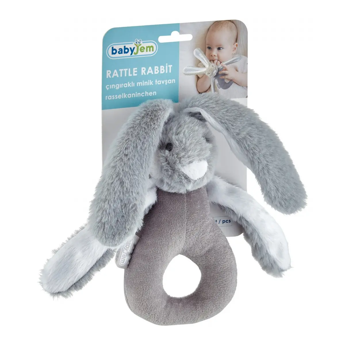 Jucarie zornaitoare bebelusi BabyJem, Iepuras din plus, 3 luni+, Maro [7]