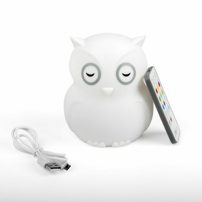 Lampa de veghe, BBluv, Bufnita, Hibu, Functionare pana la 10 ore, Cu telecomanda si cablu USB, 9 culori, White [5]
