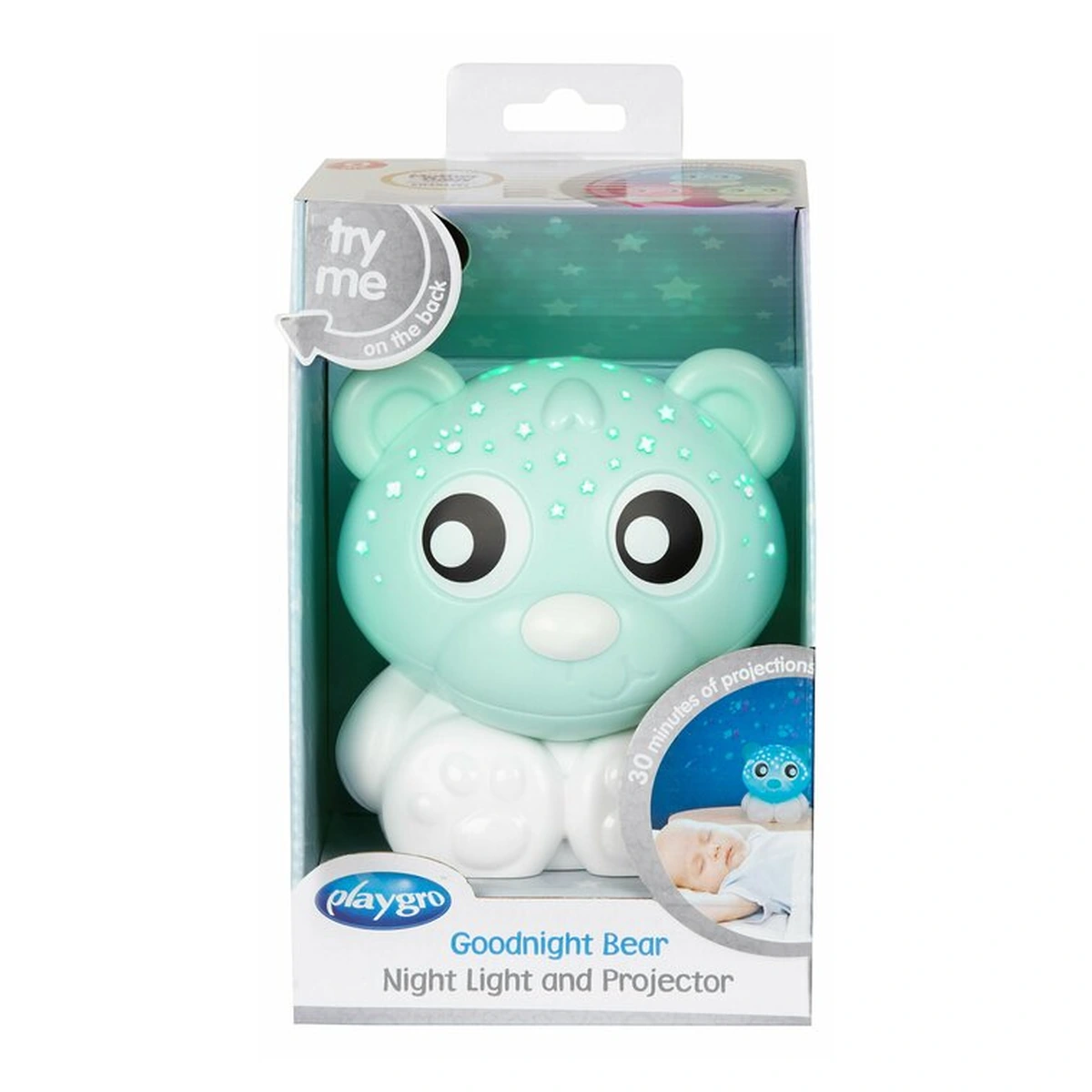 Lampa de veghe si proiector, Playgro, 30 de minute de proiectii, 2 culori, Portabila, Mint & White [7]