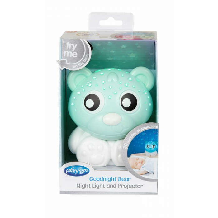 Lampa de veghe si proiector, Playgro, 30 de minute de proiectii, 2 culori, Portabila, Mint & White [7]