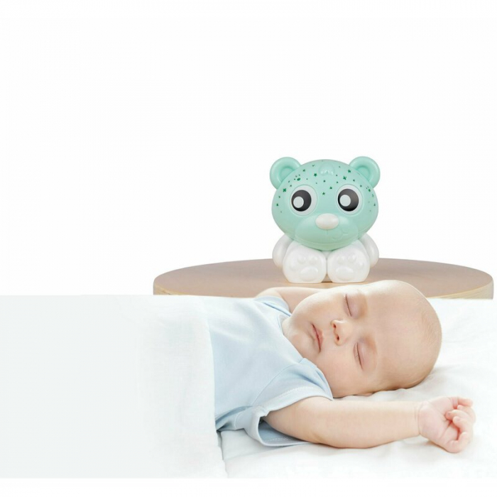 Lampa de veghe si proiector, Playgro, 30 de minute de proiectii, 2 culori, Portabila, Mint & White [3]