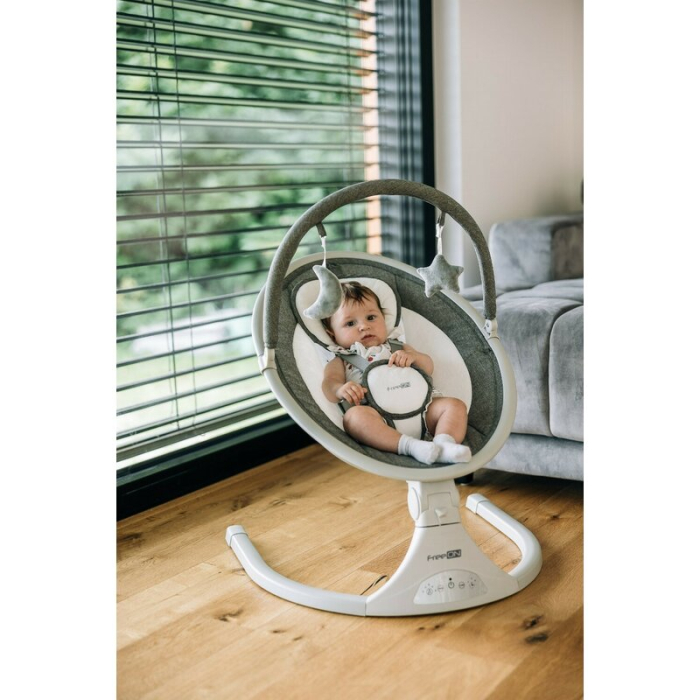 Leagan balansoar, FreeOn, Elite, 12 melodii, 5 viteze de balansare si 3 pozitii de reglare a spatarului, Grey [9]