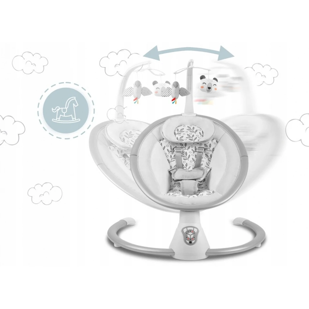 Leagan electric cu vibratii, muzica si jucarii Ricokids 705000, Gri [4]
