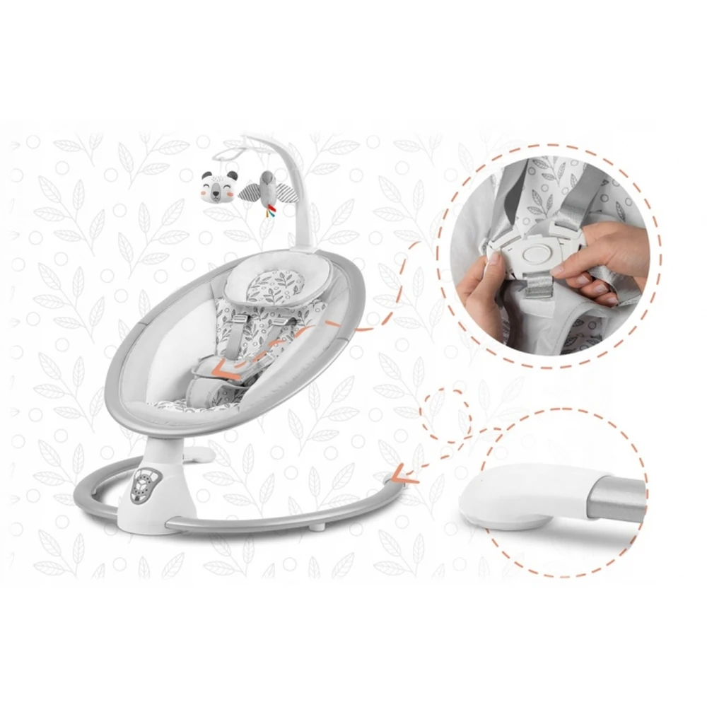 Leagan electric cu vibratii, muzica si jucarii Ricokids 705000, Gri [6]