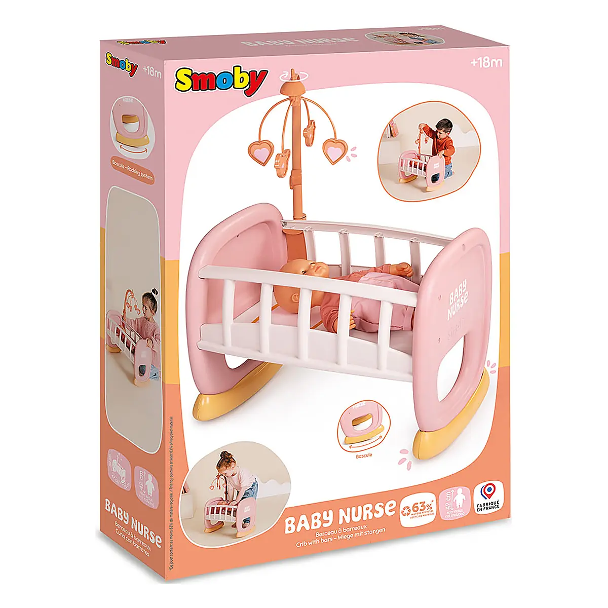 Leagan pentru papusa Smoby Baby Nurse Baby's Cot cu carusel 5 ani + [6]