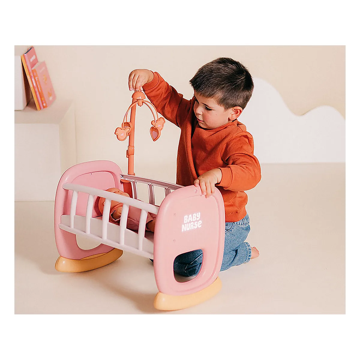 Leagan pentru papusa Smoby Baby Nurse Baby's Cot cu carusel 5 ani + [5]