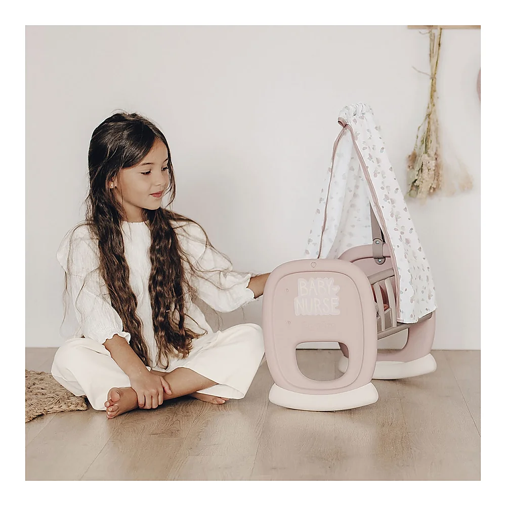 Leagan pentru papusa Smoby Baby Nurse Cradle maro cu baldachin [5]