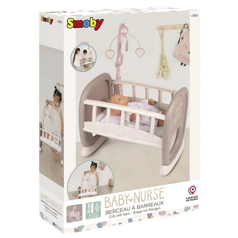Leagan pentru papusa Smoby Baby Nurse maro cu carusel [2]