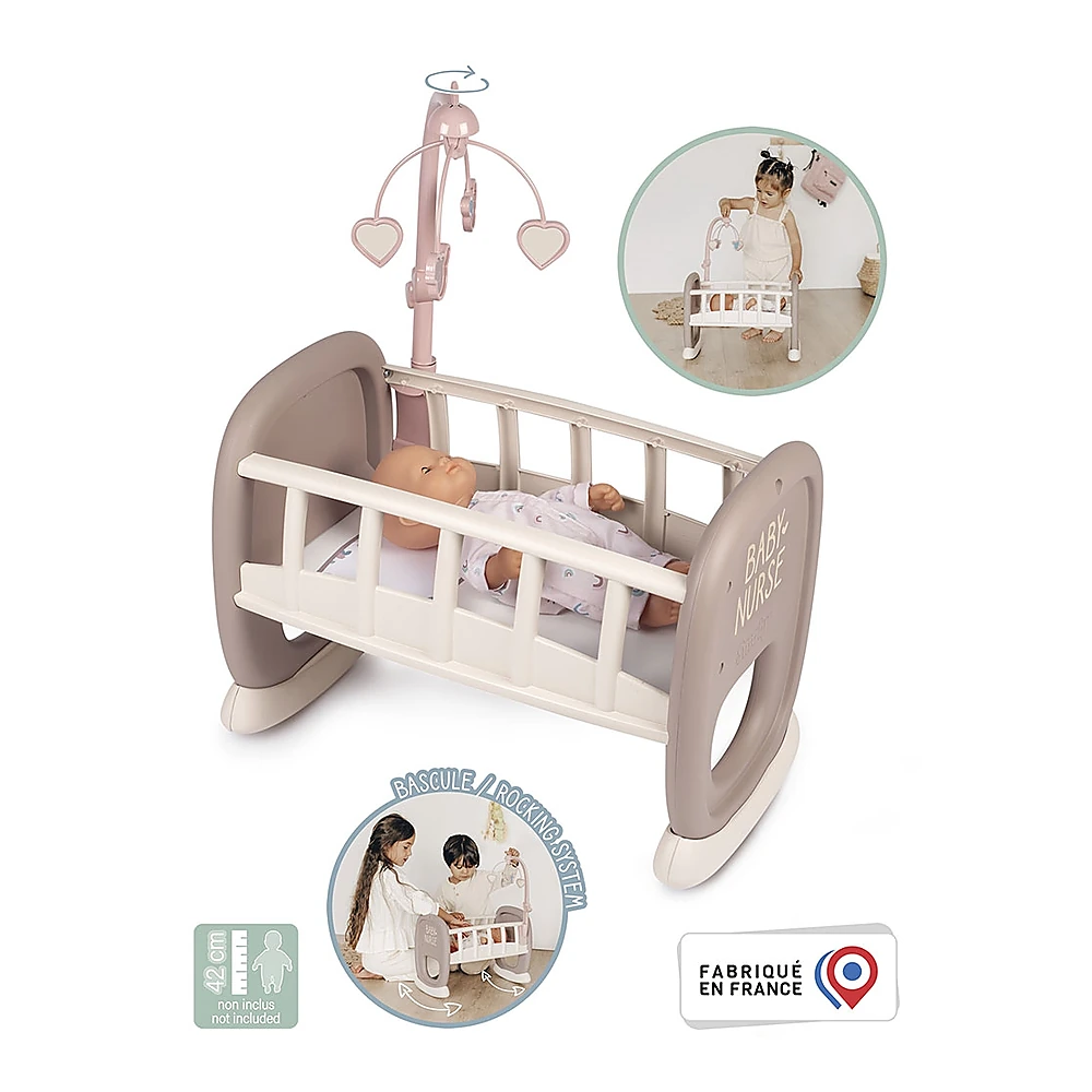 Leagan pentru papusa Smoby Baby Nurse maro cu carusel [2]