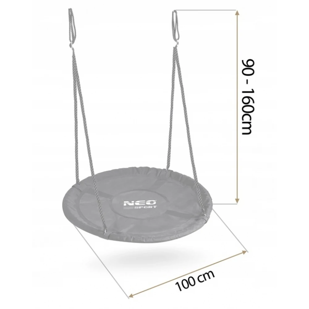 Leagan tip cuib pentru copii XXL, 100 cm, 150 kg, Neo-Sport 110300, Negru [8]