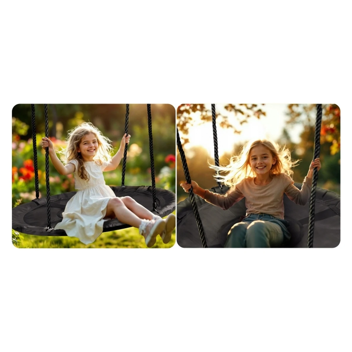 Leagan tip cuib pentru copii XXL, 100 cm, 150 kg, Neo-Sport 110300, Negru [7]