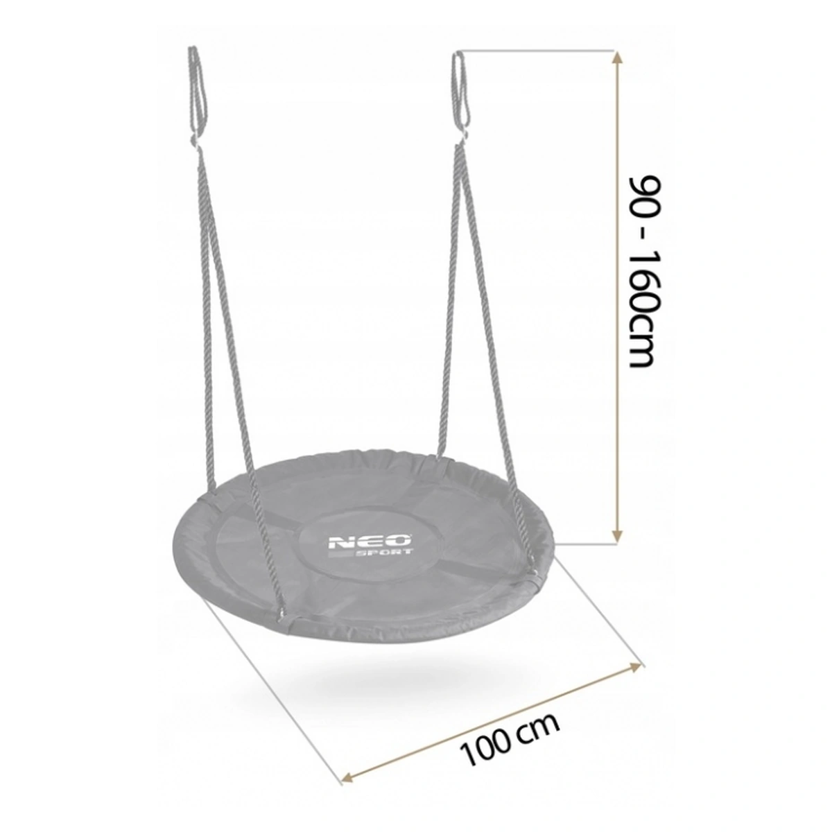 Leagan tip cuib pentru copii XXL, 100 cm, 150 kg, Neo-Sport 110300, Negru [8]