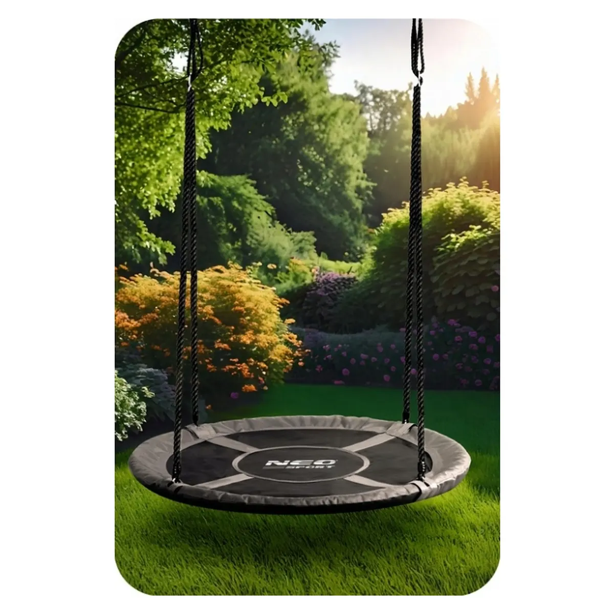 Leagan tip cuib pentru copii XXL, 110 cm, 150 kg, Neo-Sport 110311, Gri [2]