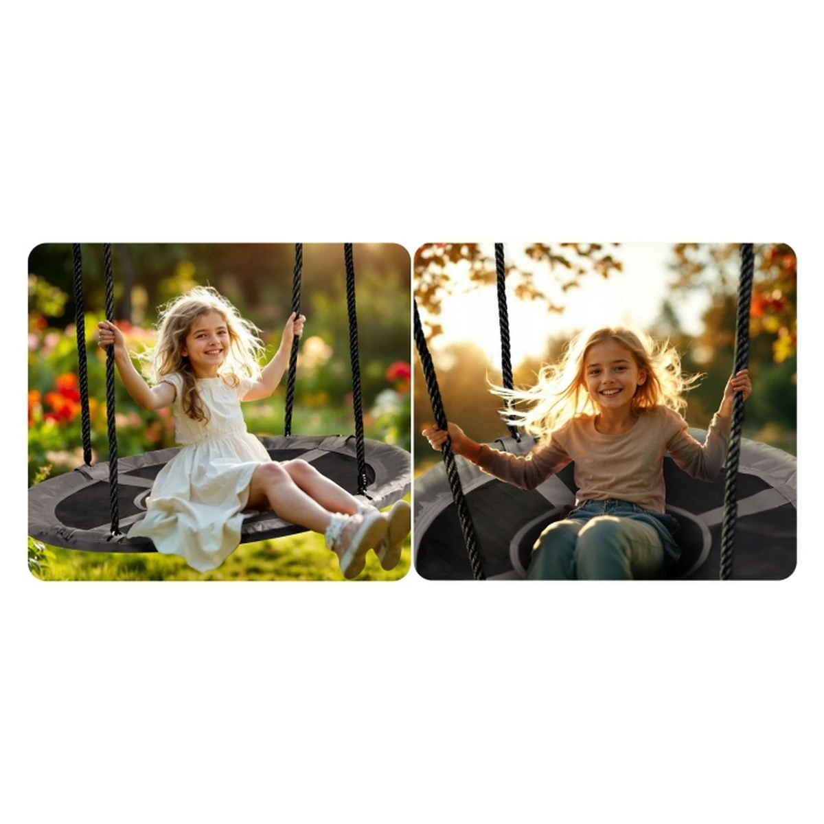 Leagan tip cuib pentru copii XXL, 110 cm, 150 kg, Neo-Sport 110311, Gri [7]